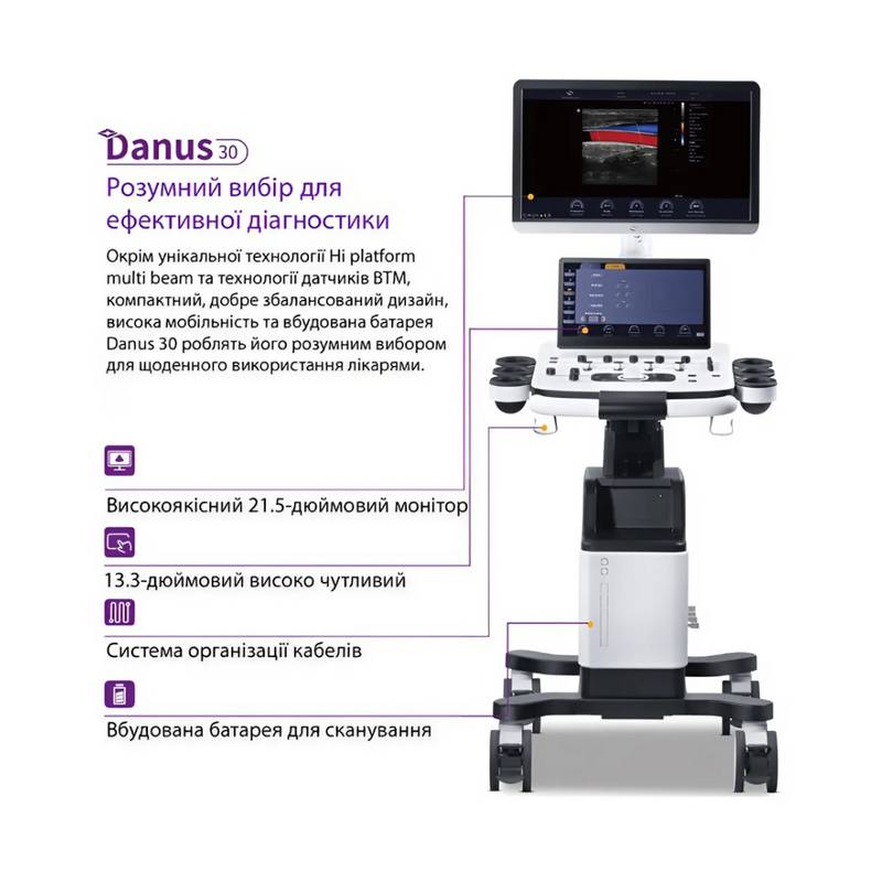 Danus 30 ультразвукова діагностична система стаціонарна високого класу +2 датчика Focus&Fusion, рис. 3